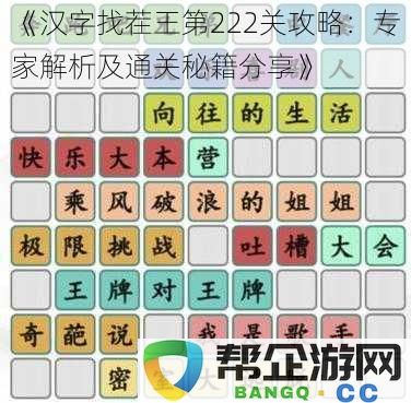 《汉字找茬王第222关通关技巧：专家深度解析与秘籍分享》