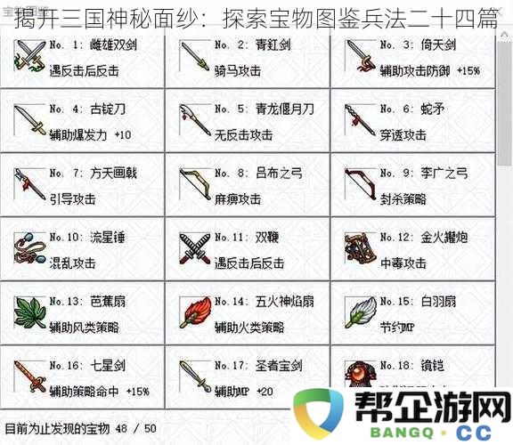 探寻三国遗迹：全面解读宝物图鉴与兵法二十四篇的奥秘