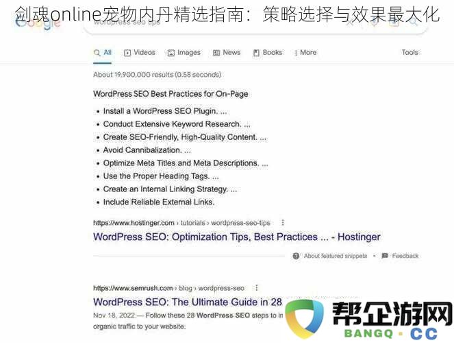 剑魂online宠物内丹最佳选择指南：提升策略与效果优化解析