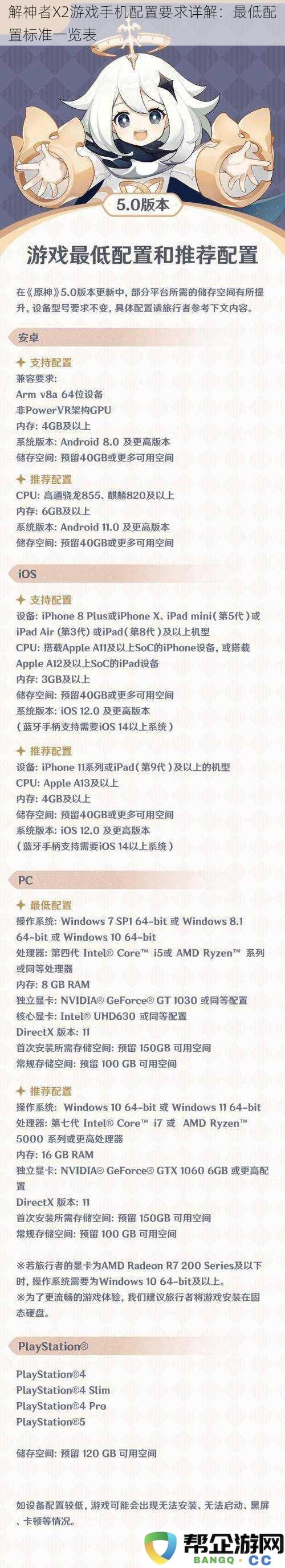 解神者X2游戏手机配置要求全面解析：最低配置标准详细列表一览