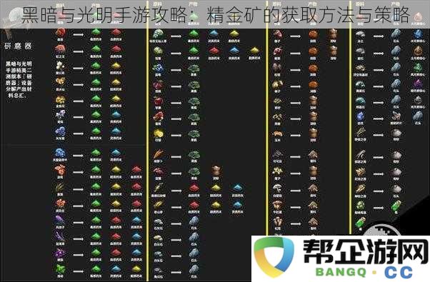 黑暗与光明手游攻略：精金矿的获取方法与策略