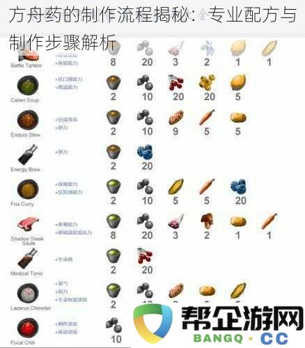 方舟药的制作流程揭秘：专业配方与制作步骤解析