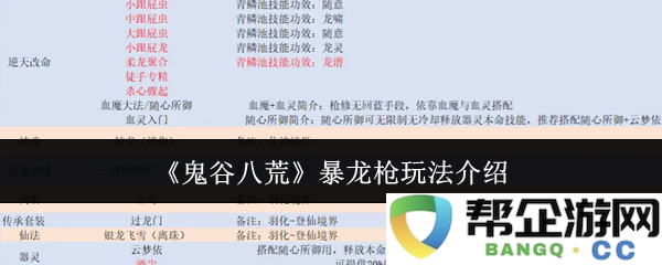 《鬼谷八荒》中暴龙枪使用技巧与玩法详细解析