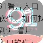 91看片入口软件、如何找到91看片入口软件？