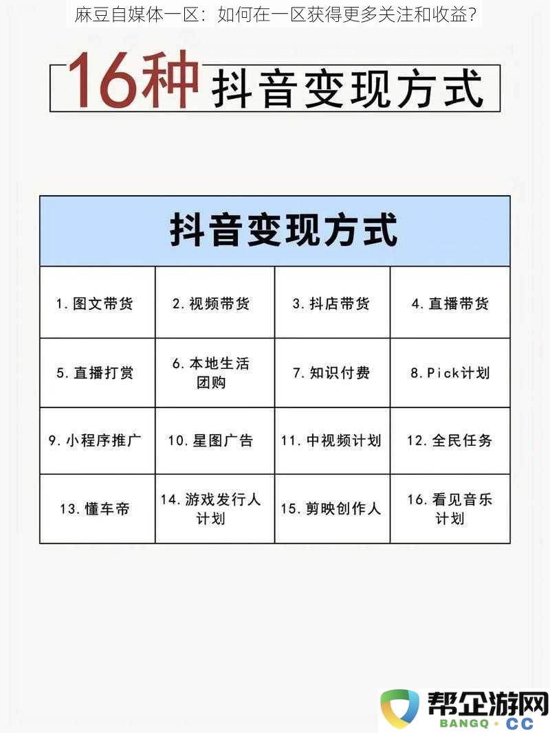 麻豆自媒体一区：怎样在一区平台上提升关注度与收益的有效策略？