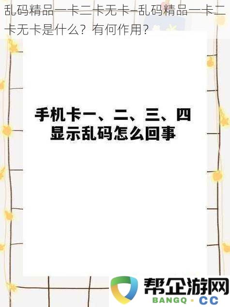 乱码精品一卡二卡无卡的含义及其用途探讨—了解乱码精品一卡二卡无卡是什么？