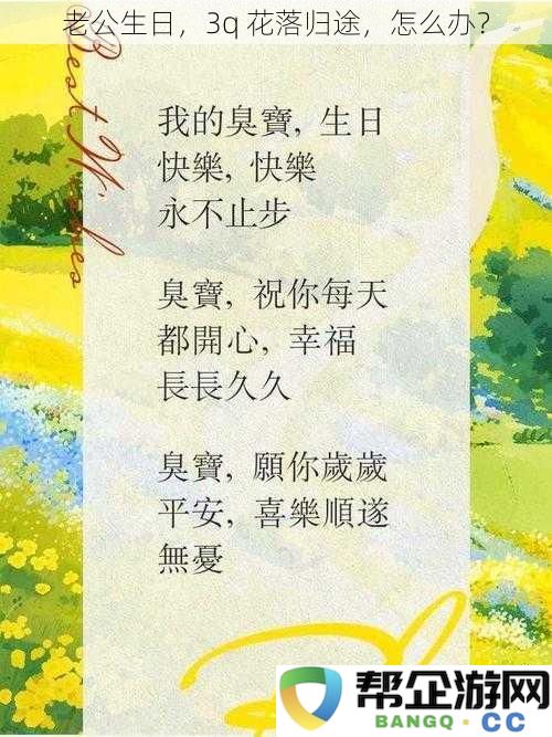 老公生日即将到来，3q 花落归途，我该如何表达我的心意呢？