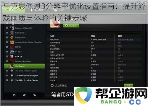 马克思佩恩3分辨率调整最佳实践：提升游戏视觉效果与整体体验的重要措施